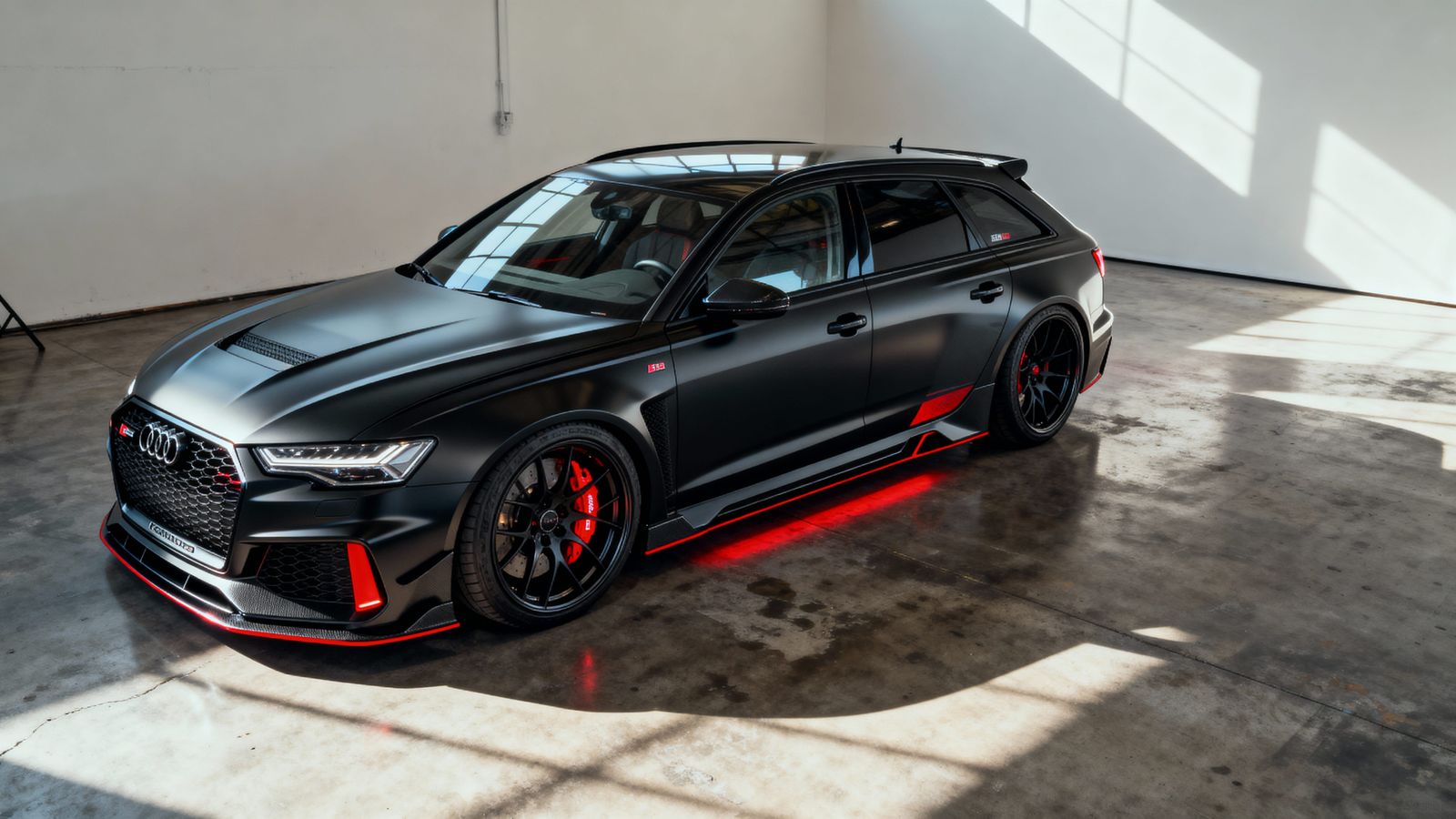 Customized 2025 Audi RS6 Avant in Matte Black with Red Accen...