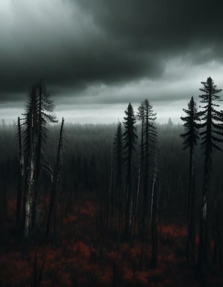 Mysterious Forest Cinematic Portrait with Dead Trees