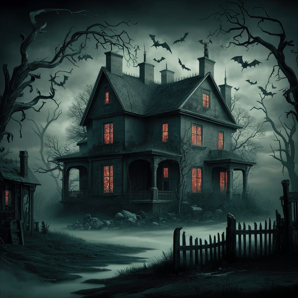 Eerie Gothic House in Dark Fantasy Illustration