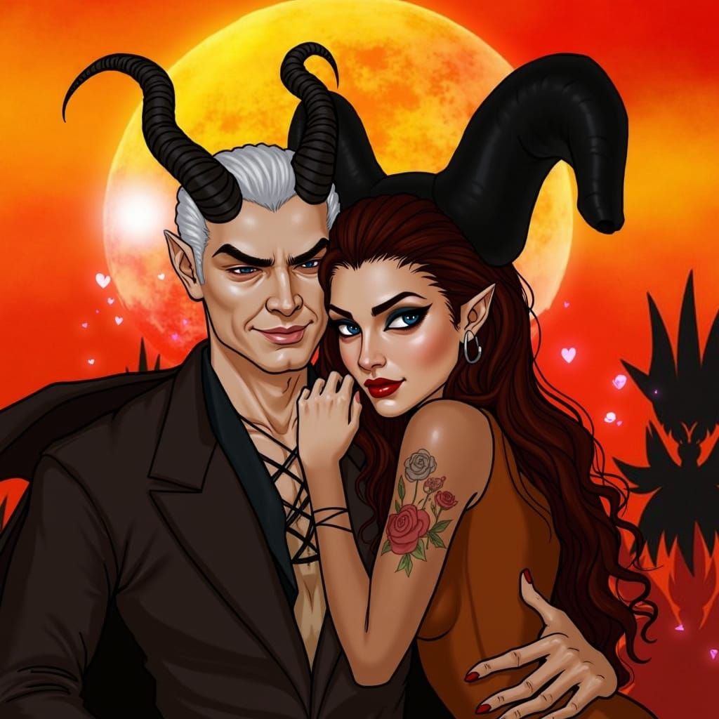 Dragon King and Vampire Sorceress Cuddle