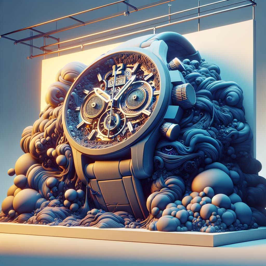 Retro Cartoon: Huge Grey Chronograph on Stand