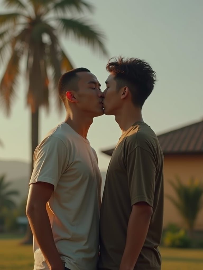 Vietnamese Men Kissing in Wong Kar-wai Style