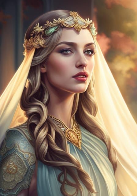 Golden Crown Portrait in Palace Garden