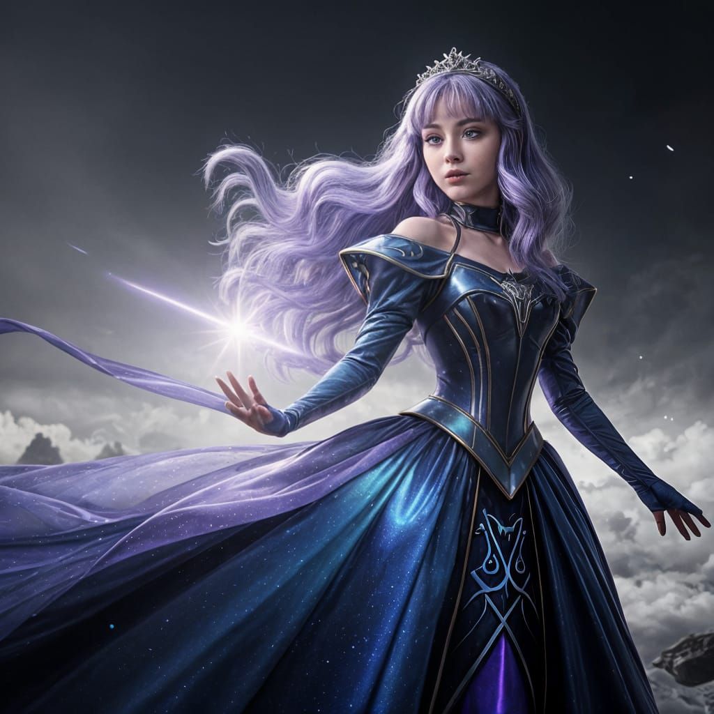 Futuristic Disney Space Princess Portrait in Ethereal Style