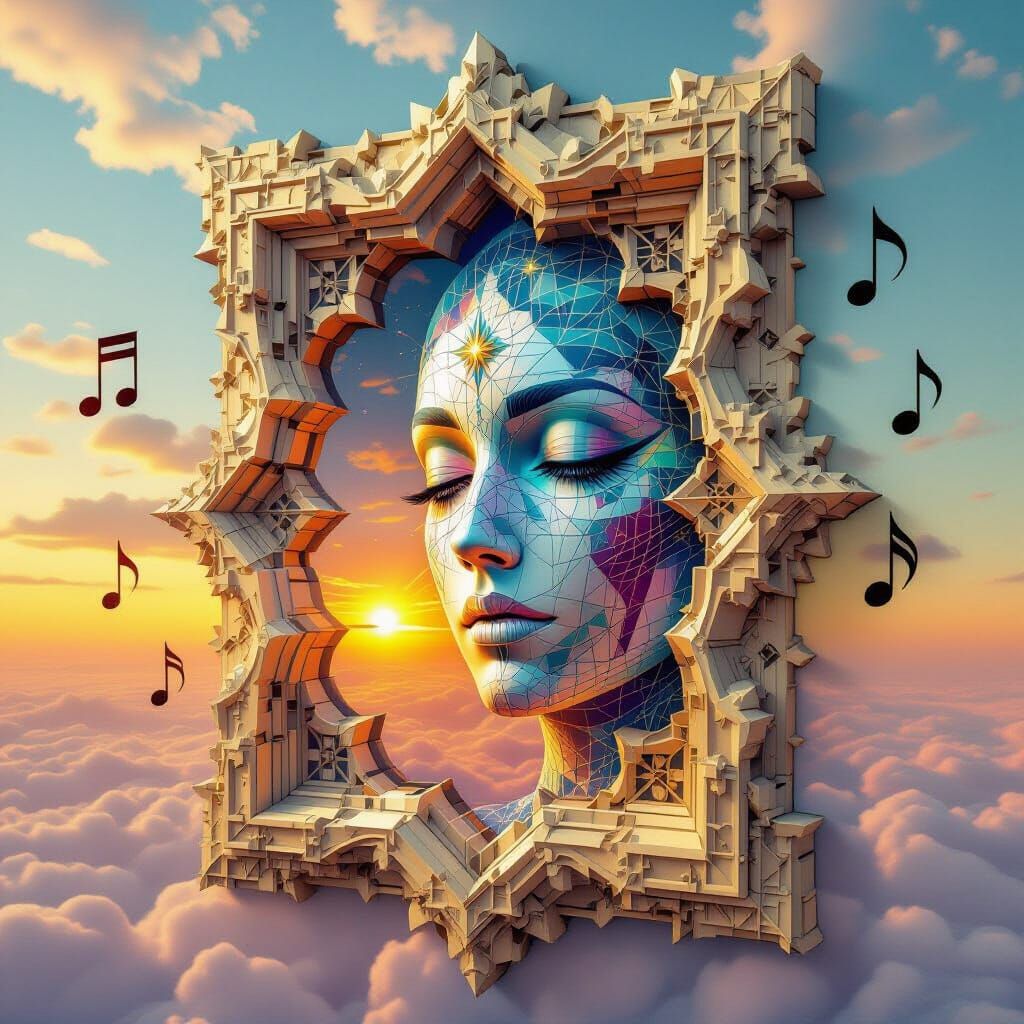 Mystical Parchment Art Sculpture in 3D Collage Style