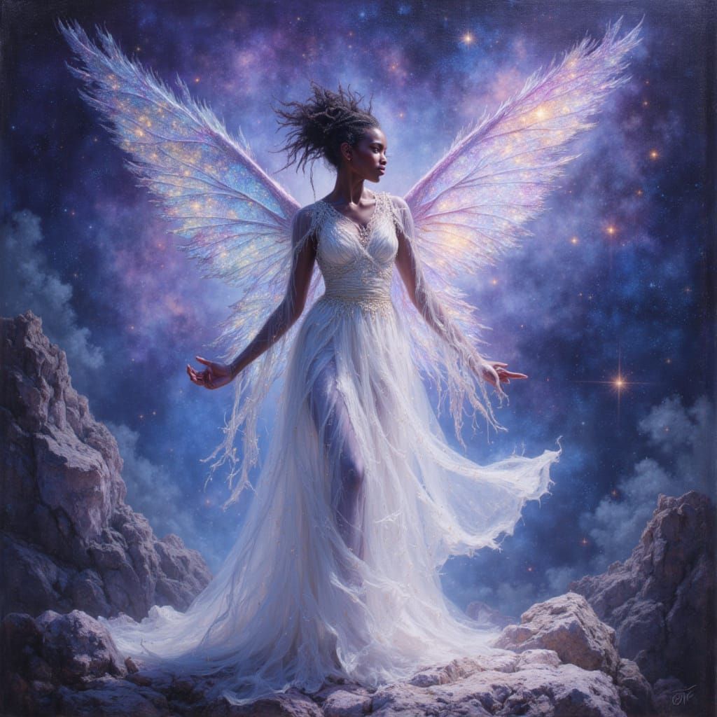 Ethereal African Fairy Goddess in Brushed Oils