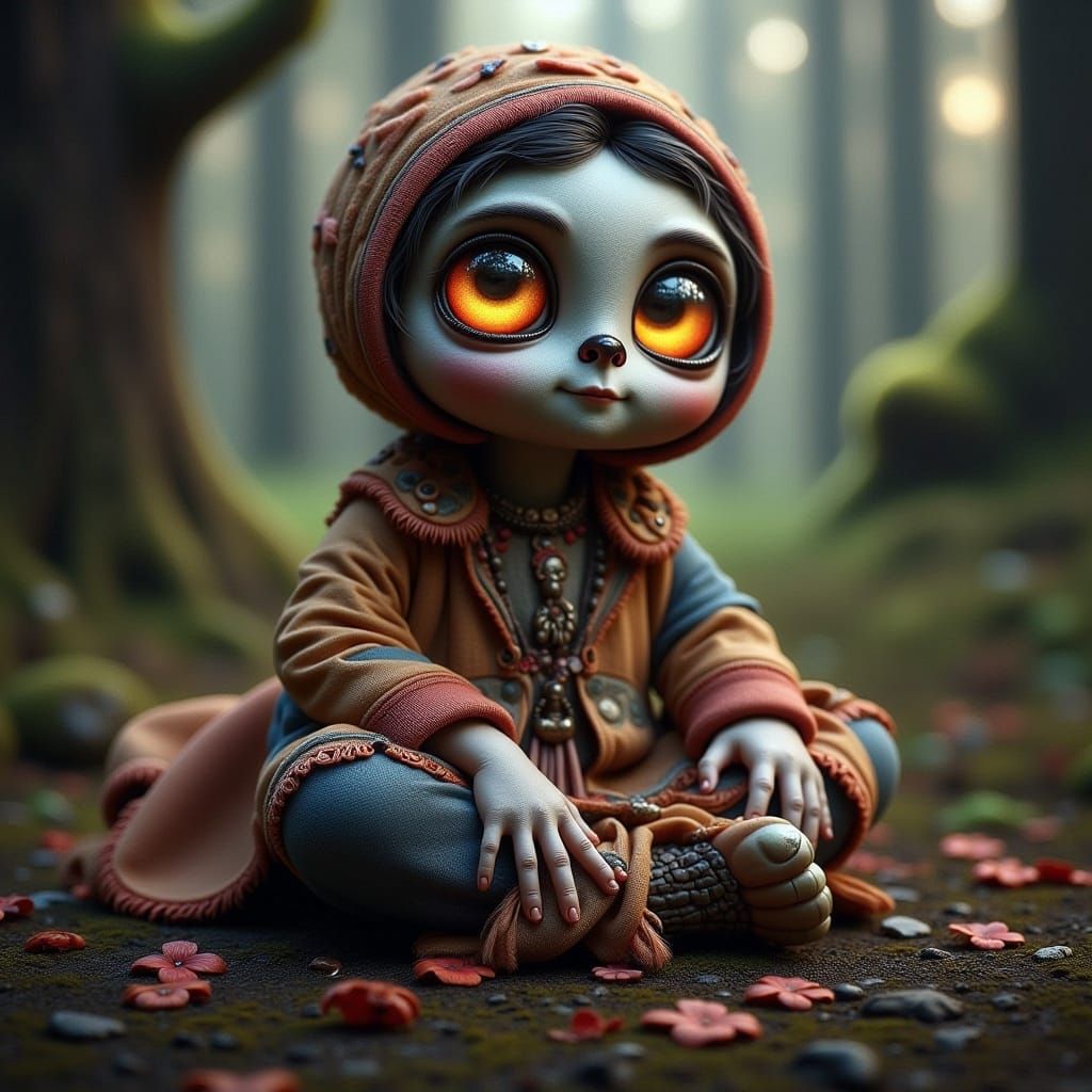 Enchanted Forest Scarecrow with Glowing Eyes