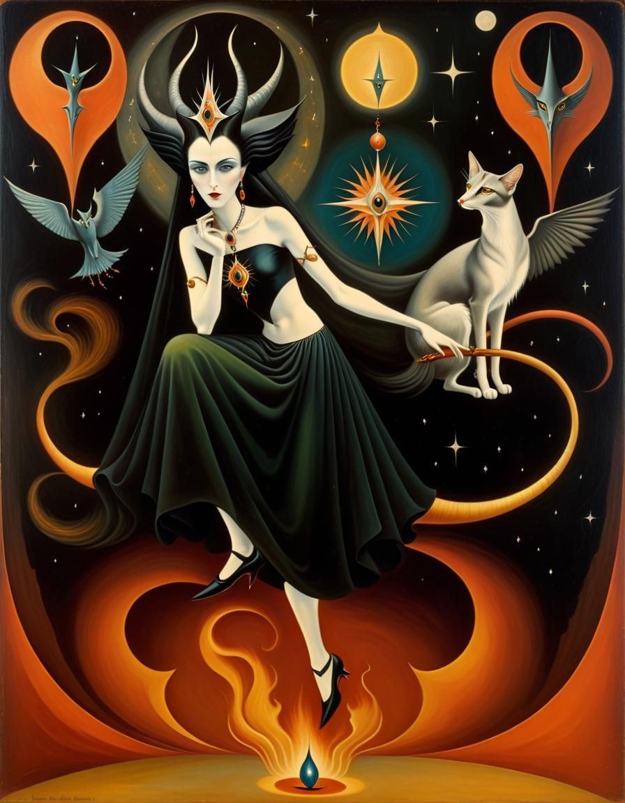 Sorceress in Feminist Surrealism Style