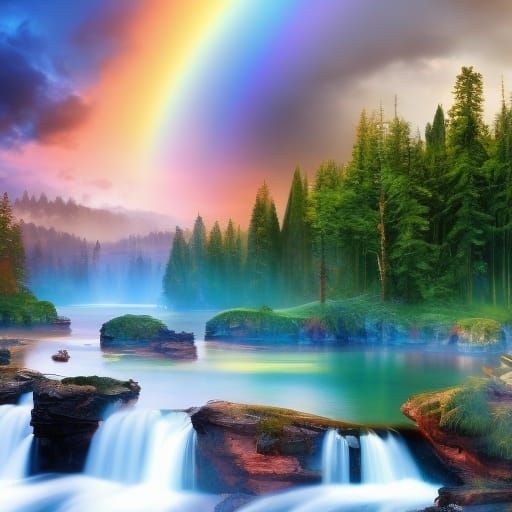 Rainbow Over Water: Epic Digital Matte Painting