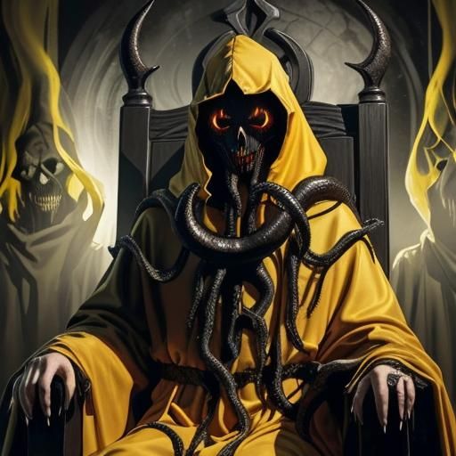 Hastur, Tentacled God on Throne in Yellow Robe