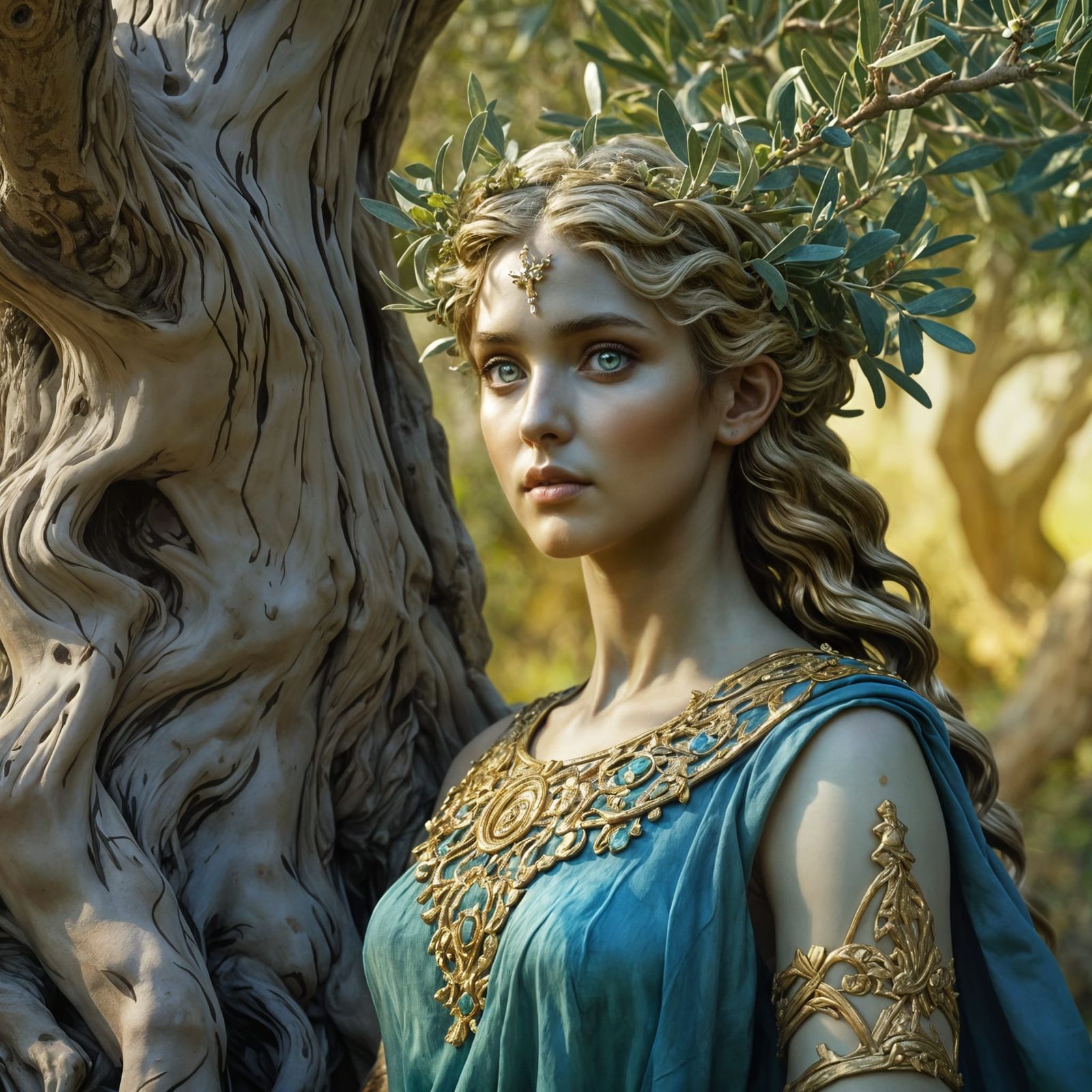 Mythical creature art. Medium portrait shot of Orseis Olivea...