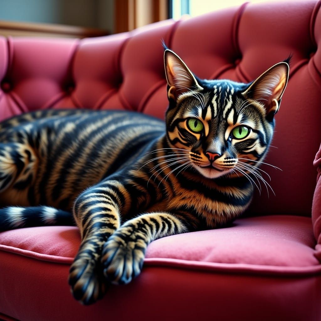 Elegant Tabby Cat in Velvet Hues