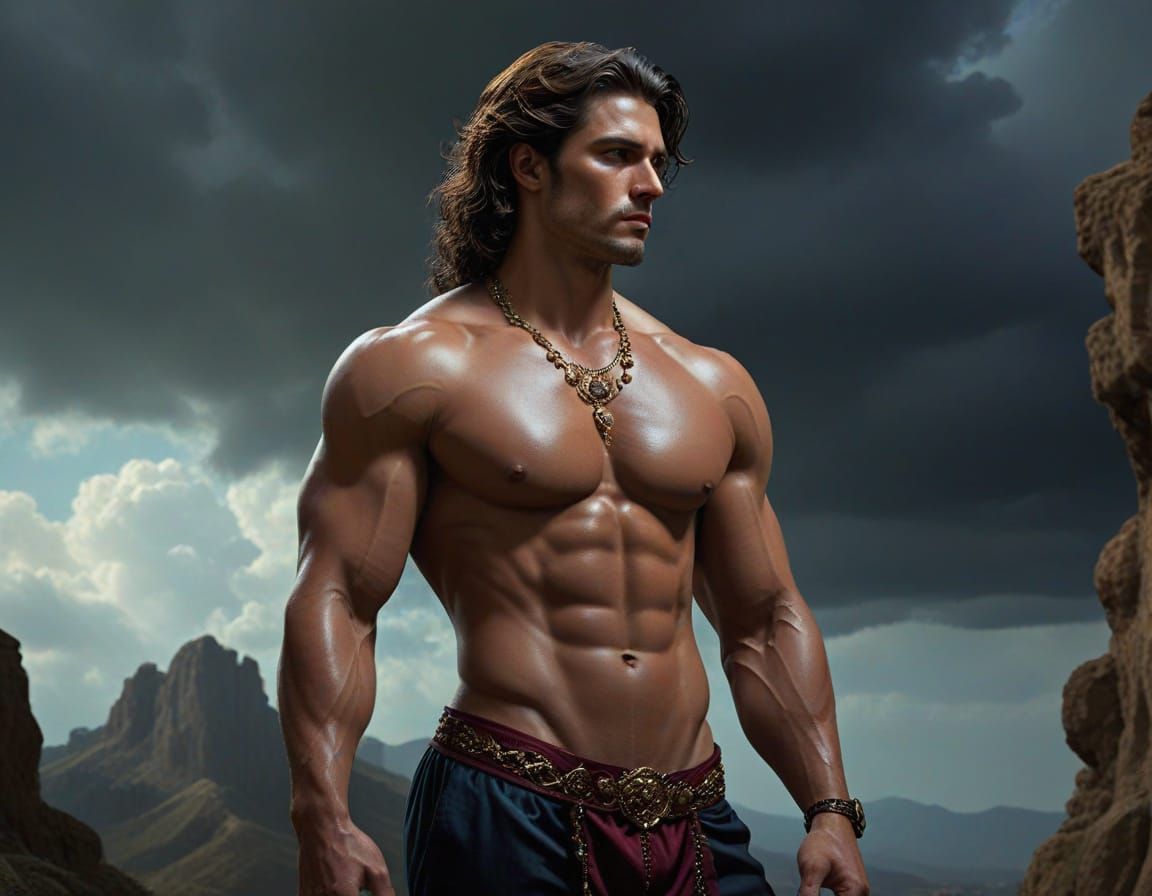 Baroque Inspired Digital Painting of Muscular Man