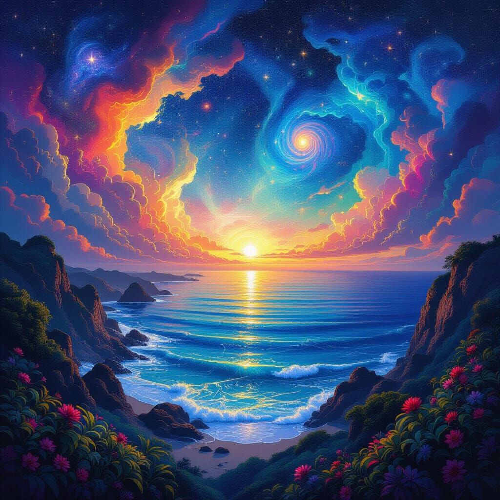 Spectacular Nature and Sea Panorama in Astral Cosmic Style