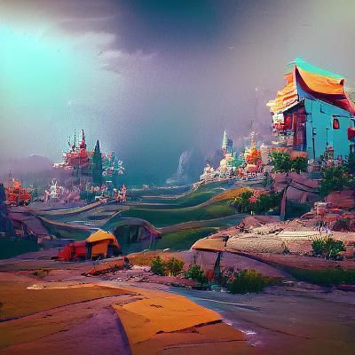 Fantastical Matte Painting in 1950s Style