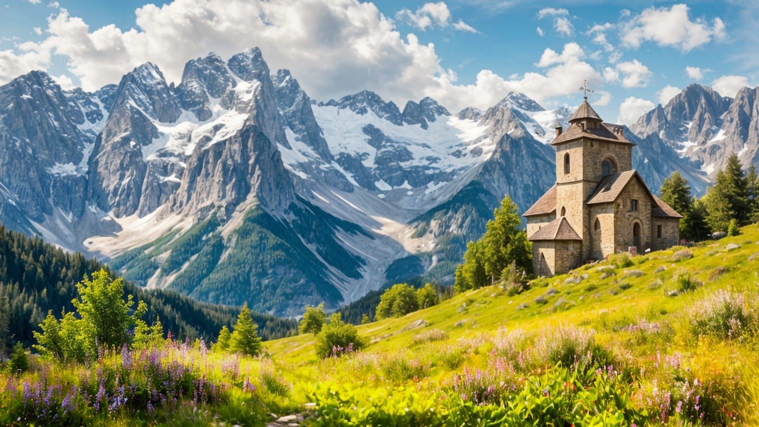 Old Alpine Chapel with Herb Garden