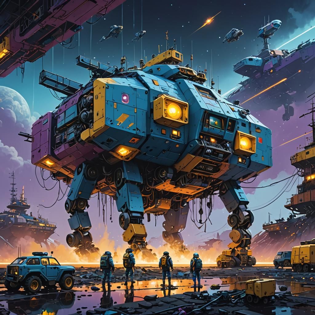 Robots Assemble Spaceship in Oort Cloud: Concept Art