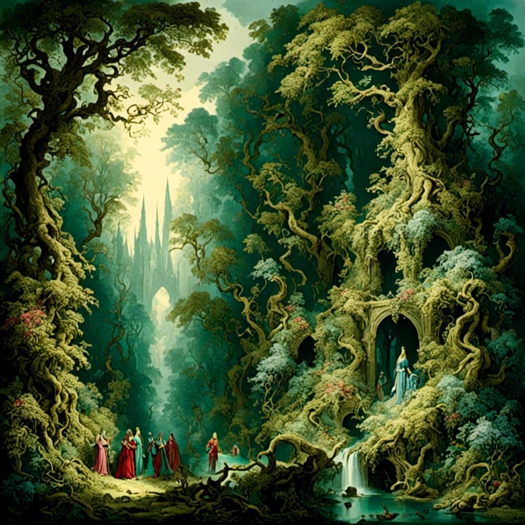 Enchanted Spring Forest Tapestry