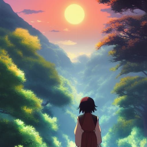 Anime Key Visual of Beautiful Women in Ghibli Style