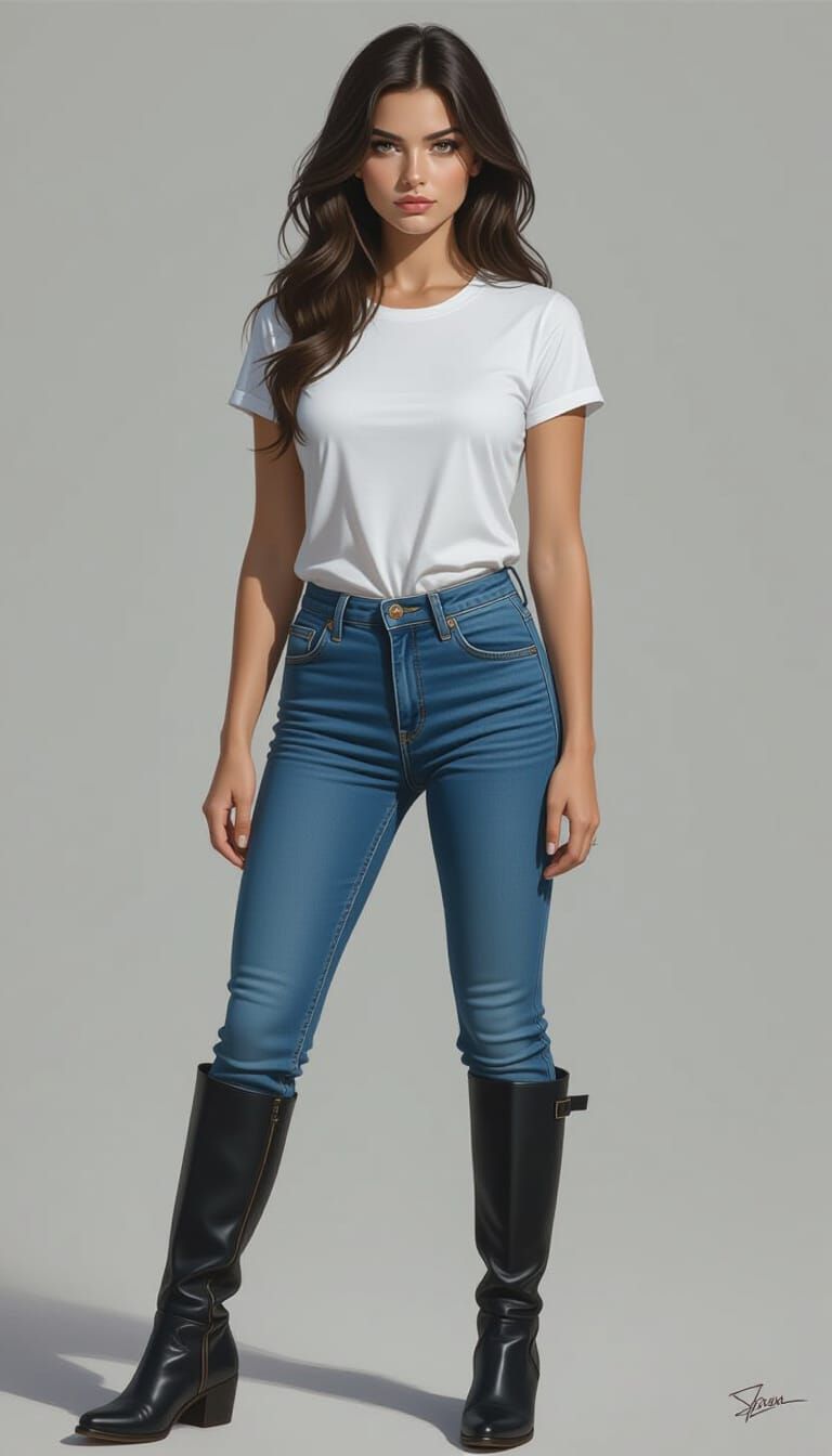 Girl with Piercing Gaze in Stylized Realism