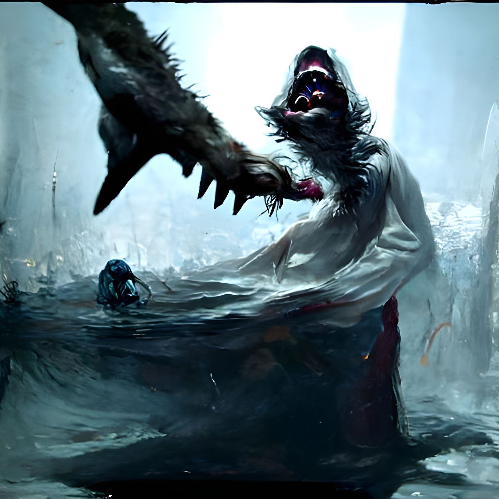 Gothic Horror Wereshark Illustration