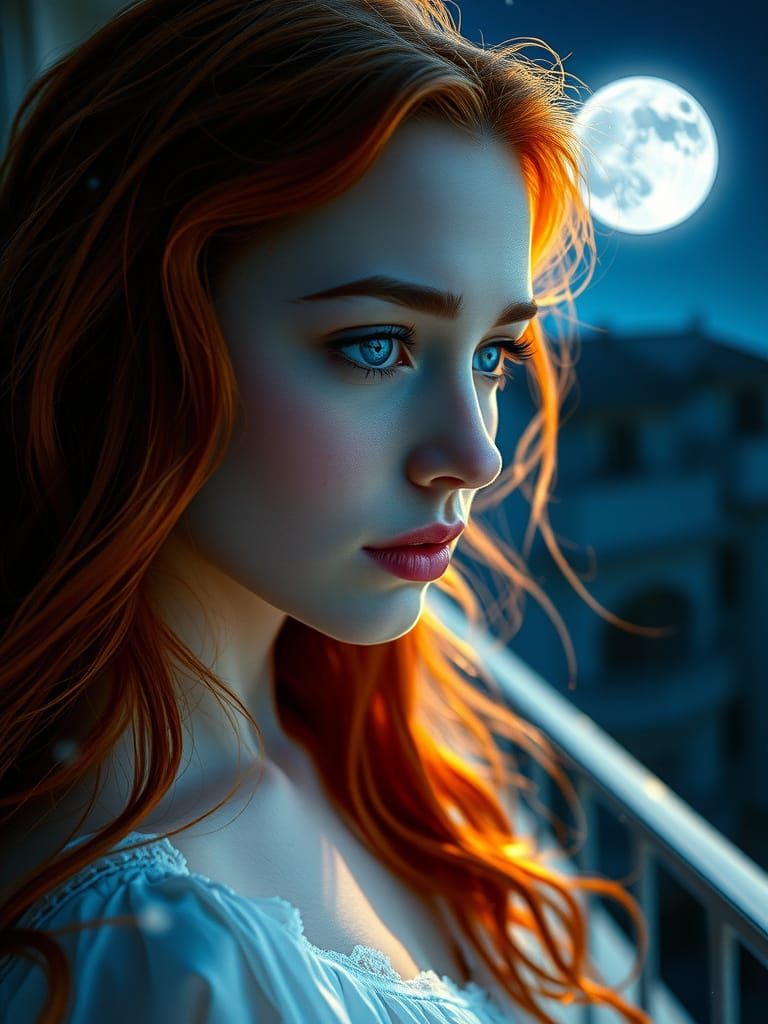 Beautiful woman in the moonlight