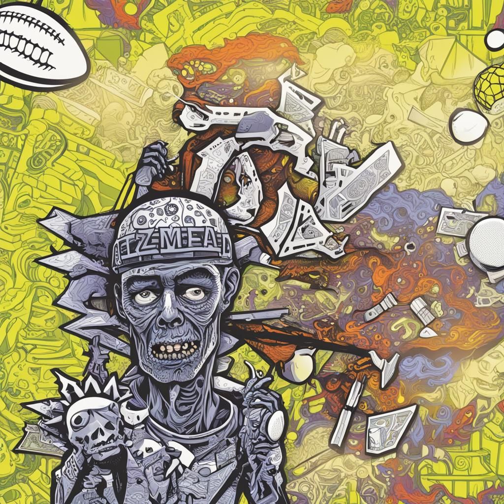 Zombie Sports Star on Psychedelic Collector's Card