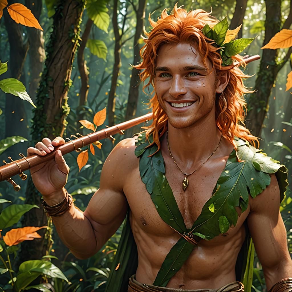 Male Fairy with Orange Mullet Playing Flute