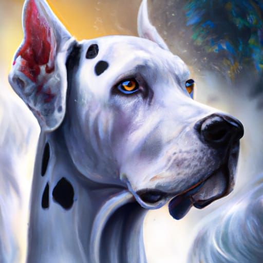 Hyperrealistic Great Dane in Fantasy Style