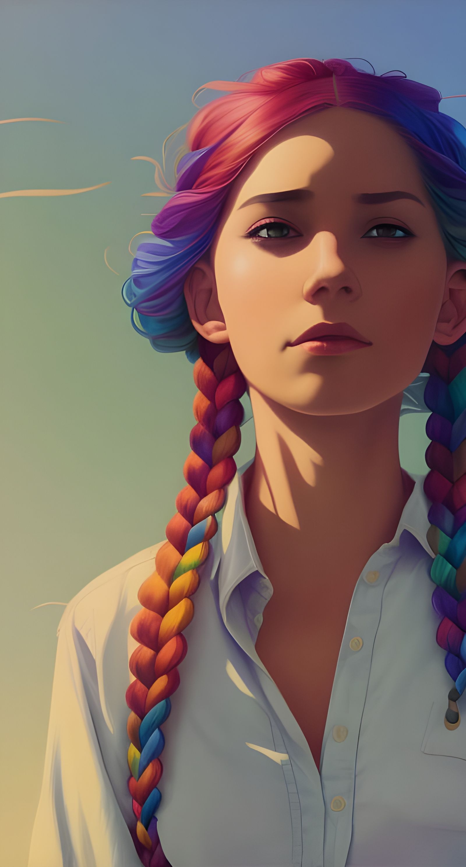 Provocative Portrait of Young Woman with Braided Hair
