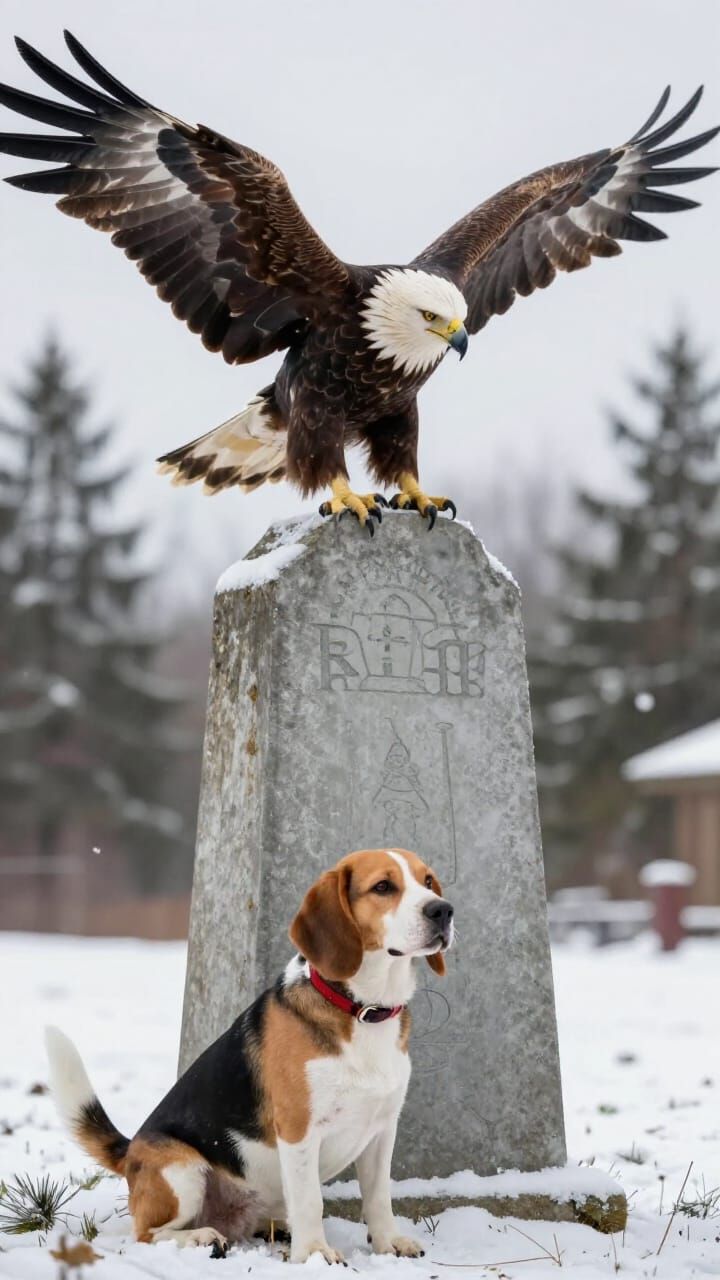 Christmas Eagle & Beagle On Milestone