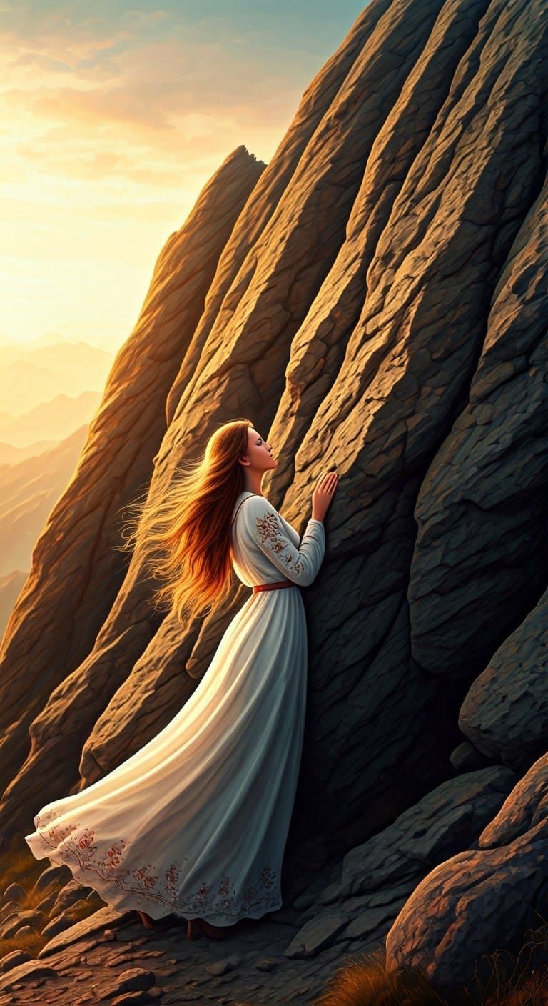 Ethereal Mountain Goddess Awakens at Dawn