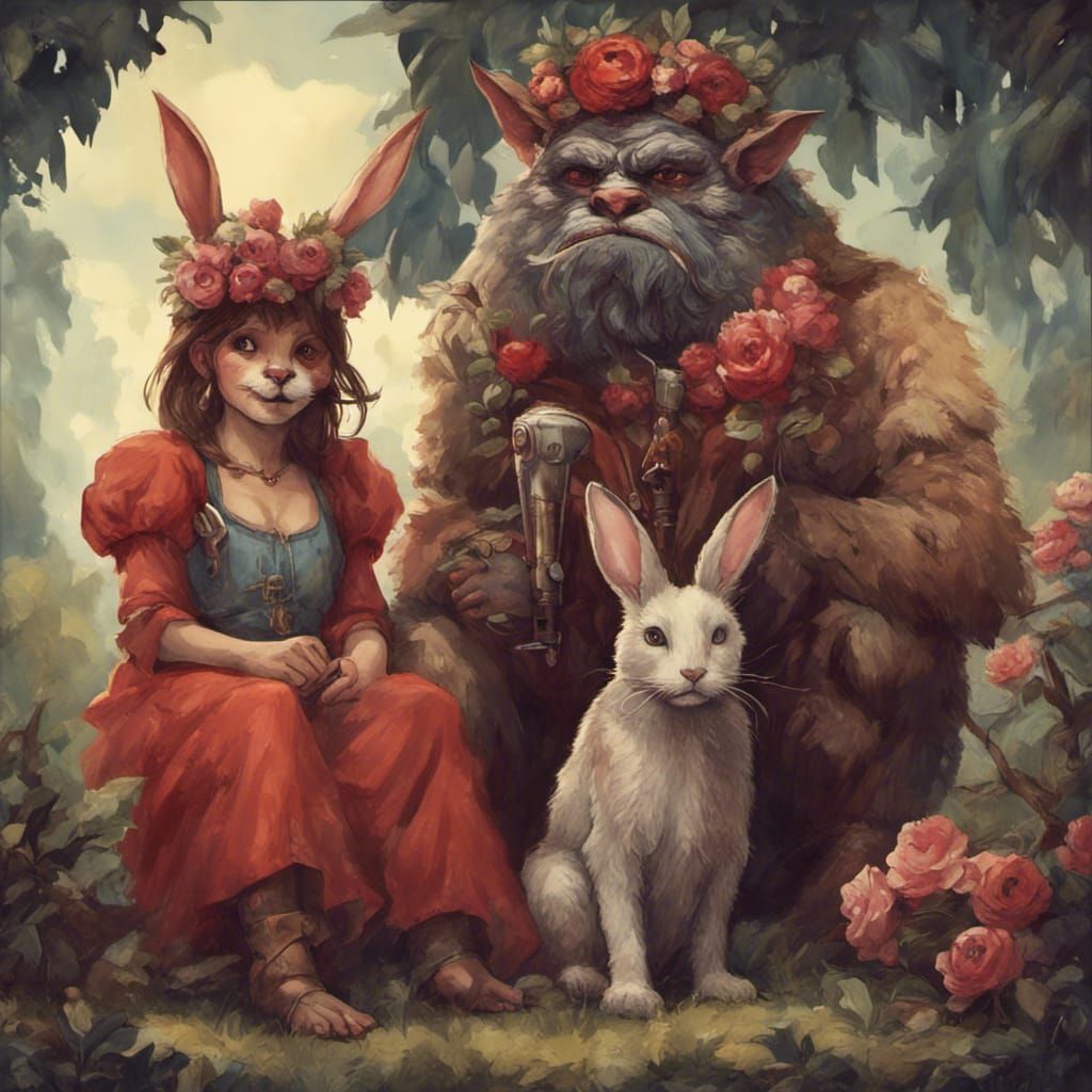Fantastical Family Portrait with Bugbear and Red Devil
