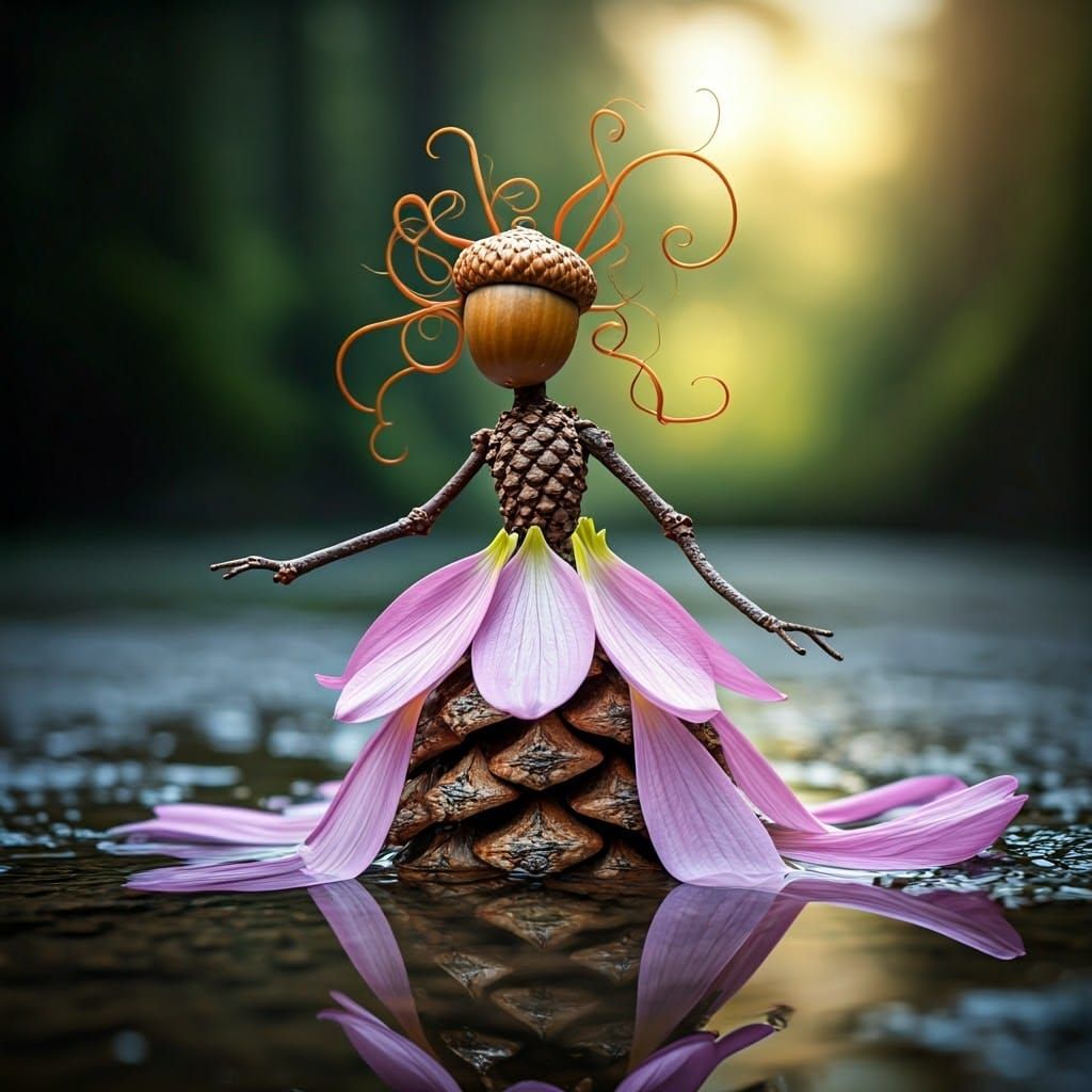 Ethereal Forest Sprite in Whimsical Gown