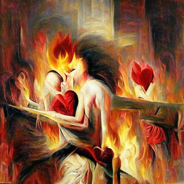 Passionate Love in Fiery Colors