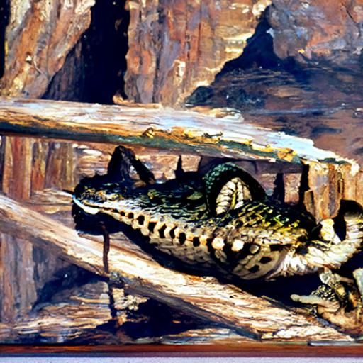 Checkerboard Crocodile in Oil Painting Style
