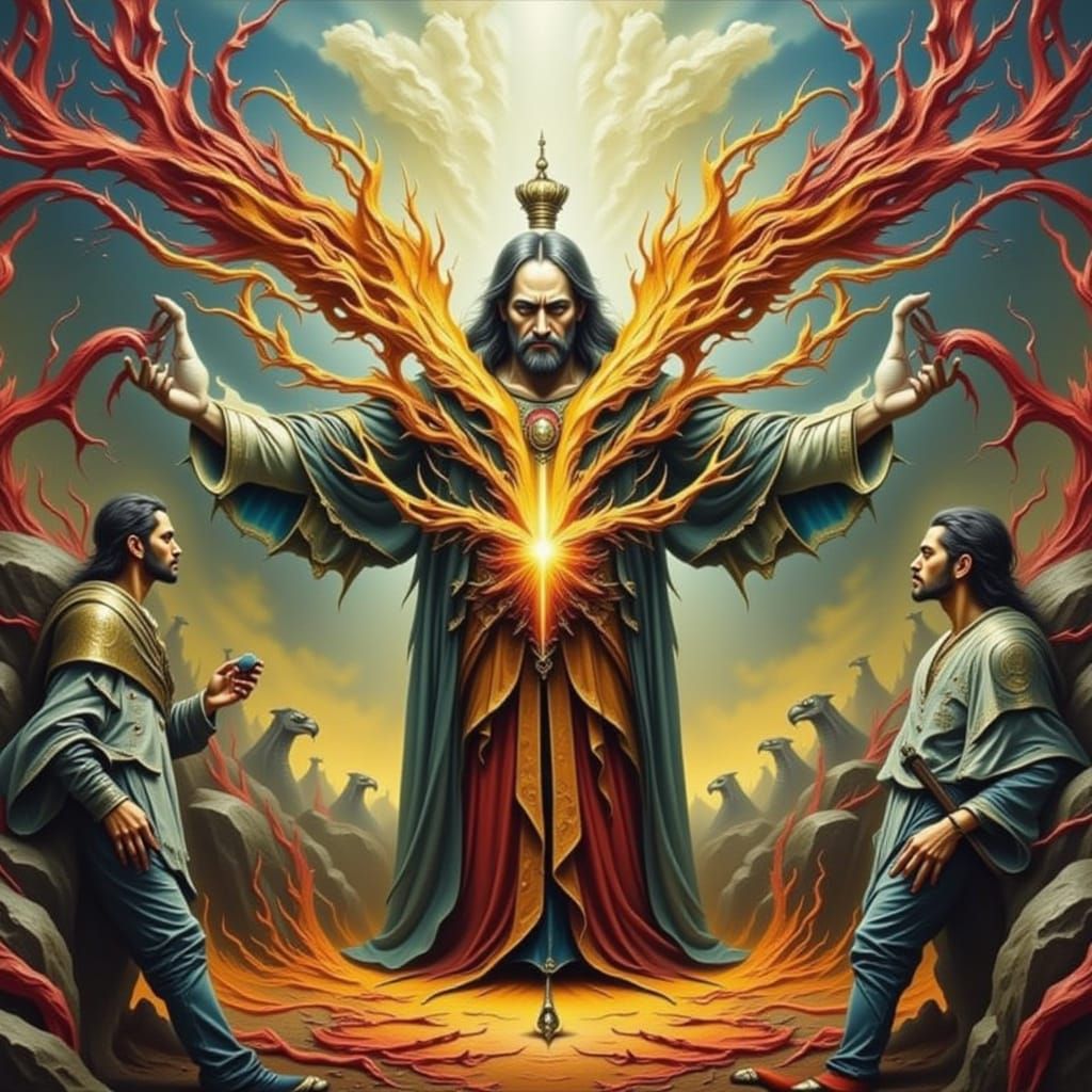 Three Figures Asserting Truth in a Caricature Style