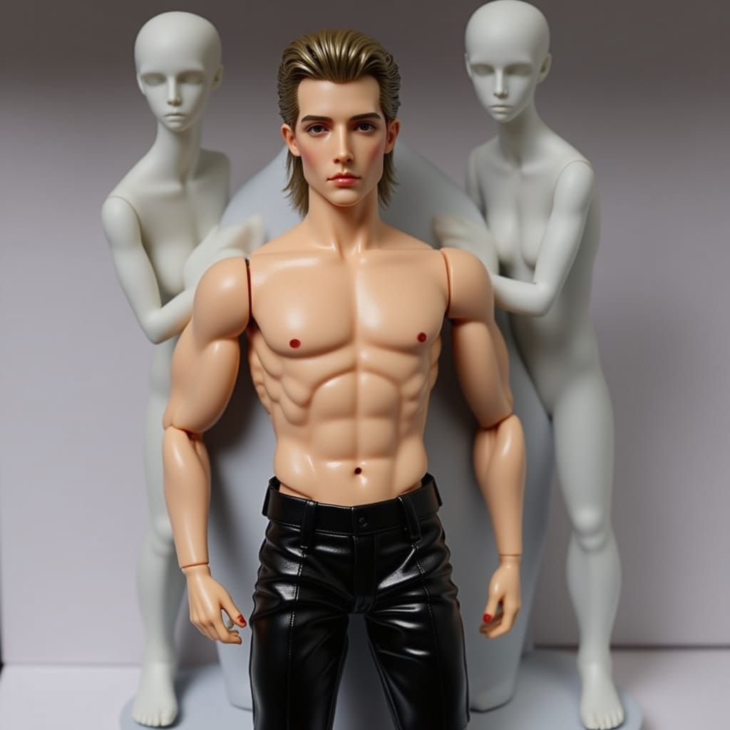Male Ball-Jointed Doll in Modern Leather Attire