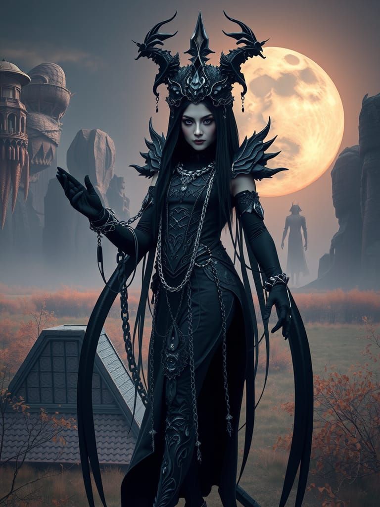 Satureya in Dreamlike Landscape, Mystical Digital Art