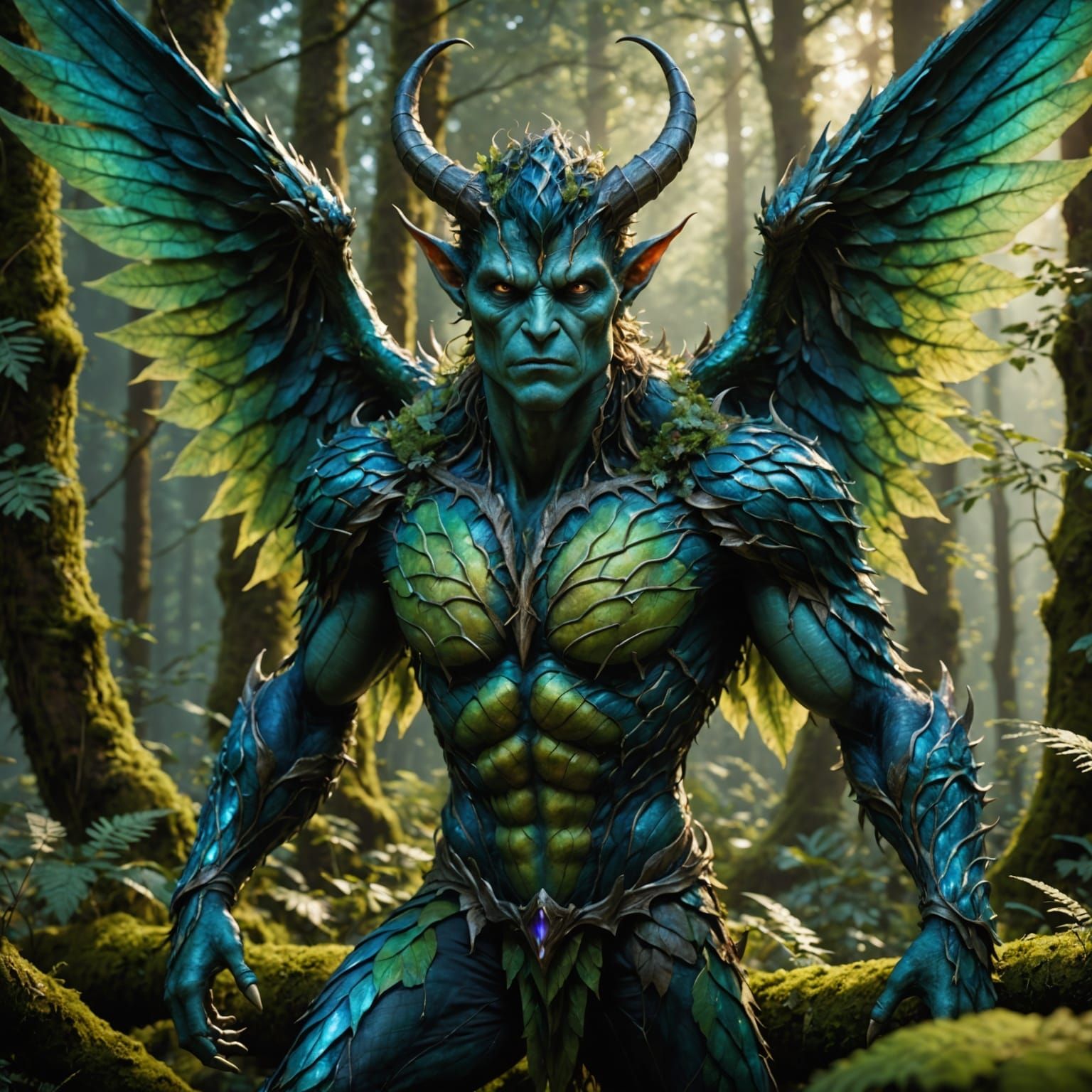 Iridescent Fae Monster in Lush Forest