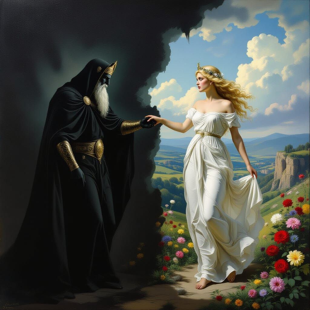 Hades Abducting Persephone: A Greek Myth Painting
