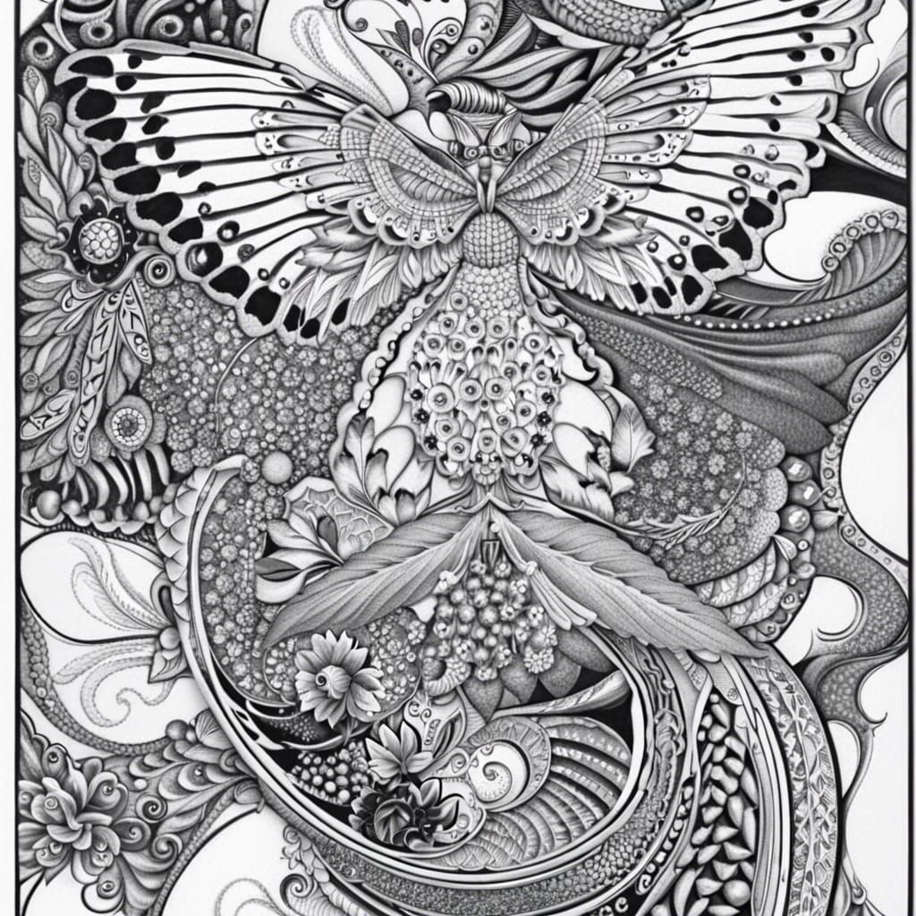 Abstract Butterfly Illustration in Black Ink