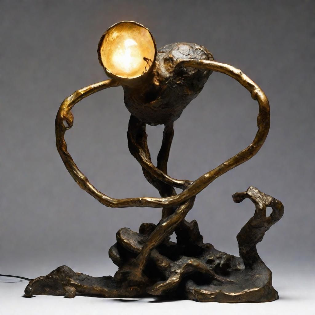 Expressionist Protomouse Lamp Sculpture in Bronze
