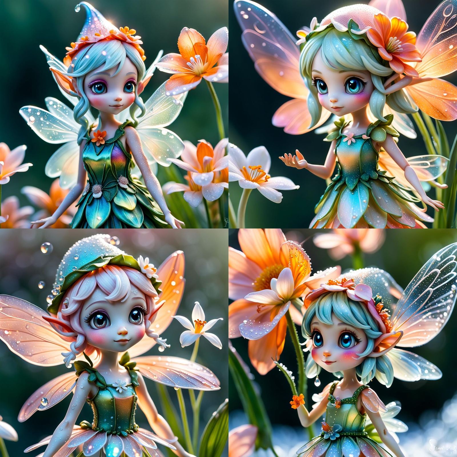 Teeny Tiny Fairy Reaching for Dewdrop