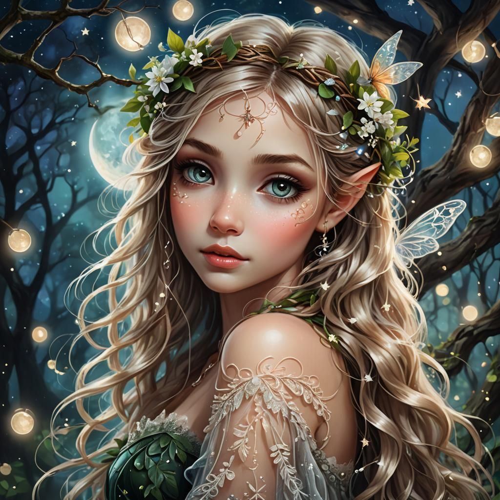Enchanting Fairy Portrait in Digital Painting Style