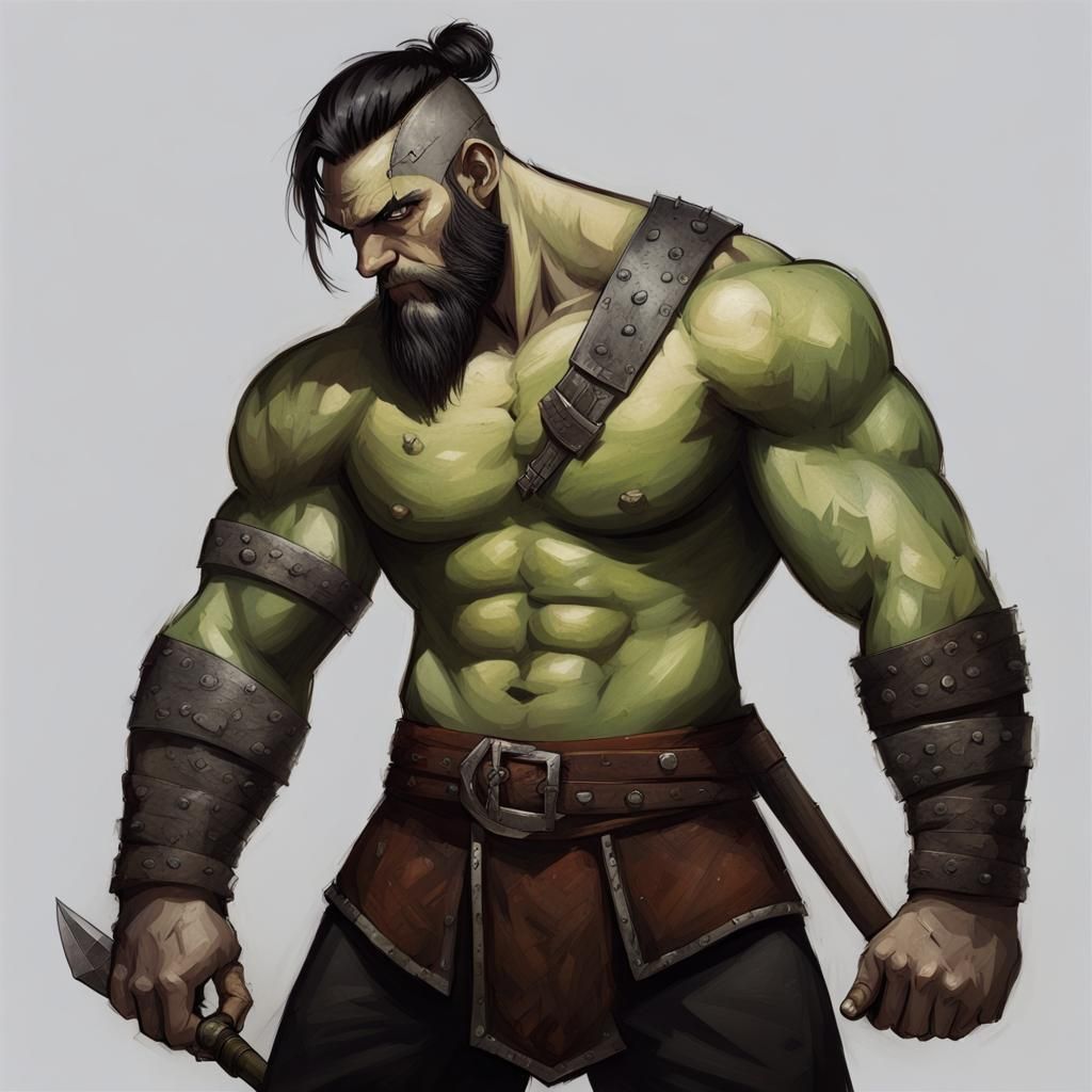 Muscular Viking Half-Orc with Undercut