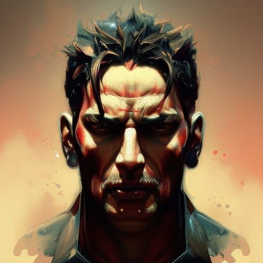 Demonic Cop Portrait in Hyperdetailed Style