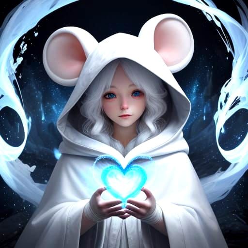 Glowing Heart Held by Furry Mouse Humanoid