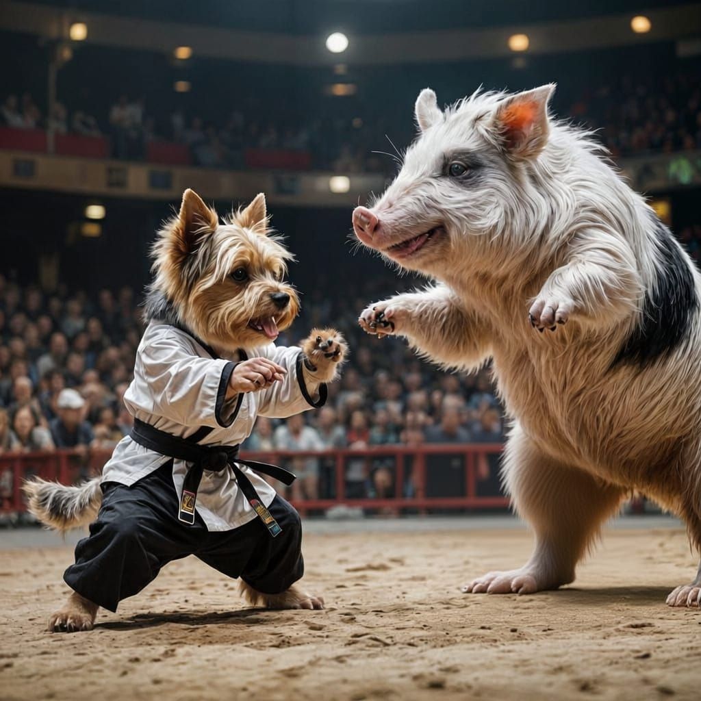 Kung Fu Battle: Yorkshire Terrier vs. Pig, Possum & Bull