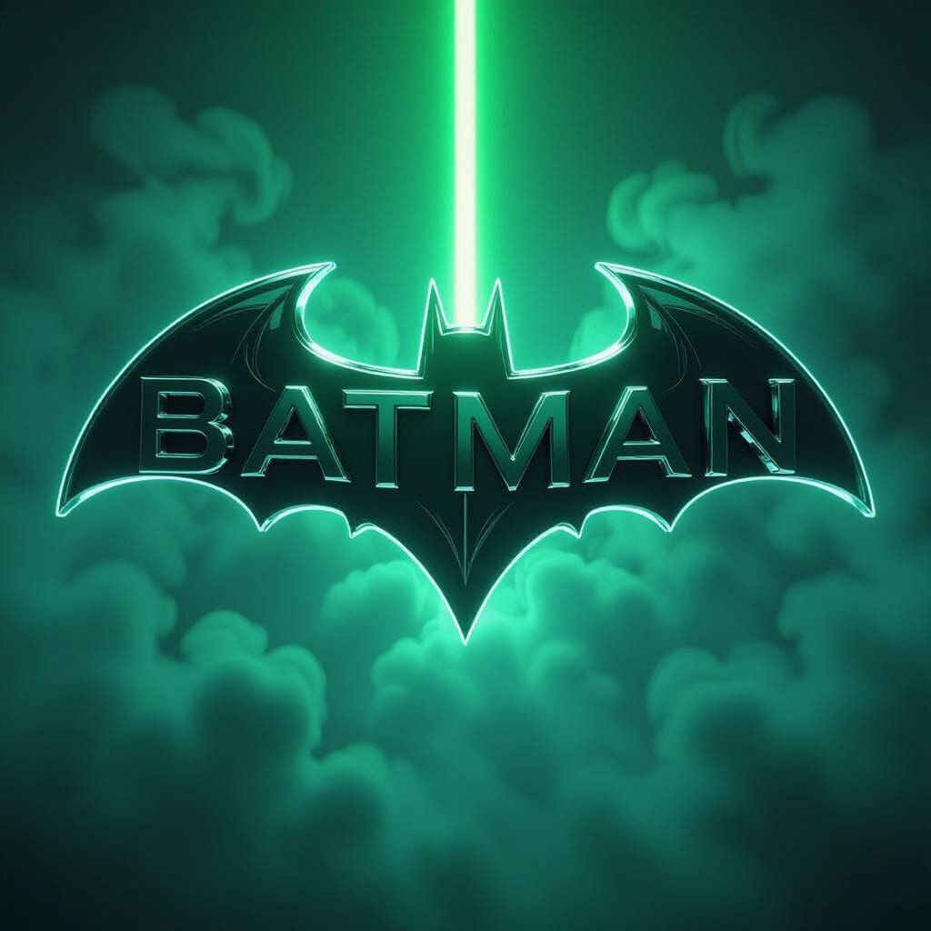 Chrome Batman Logo With Neon Green Glow